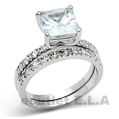 2.54CT PRICESS CZ WEDDING RING SET -4 sizes